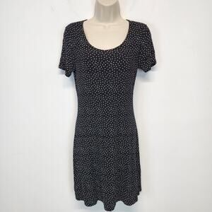 Vintage 90s ING Daisy Floral Slinky Babydoll Dress Size M Black Puffy Paint